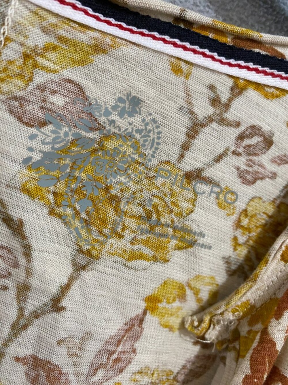 Pilcro Anthropologie Floral Print Linen Blend Blouse Top Small Mustard Brown - Picture 4 of 8